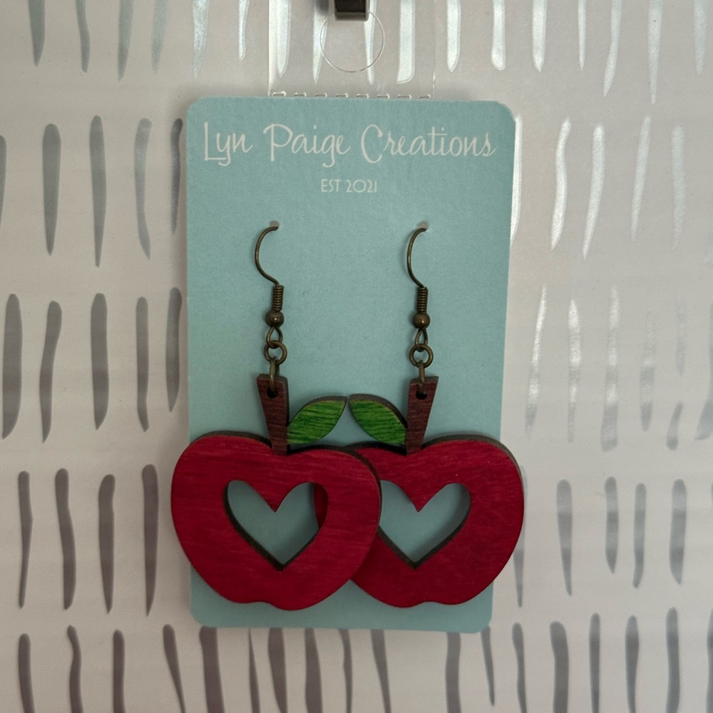 Red Apple Heart Earrings